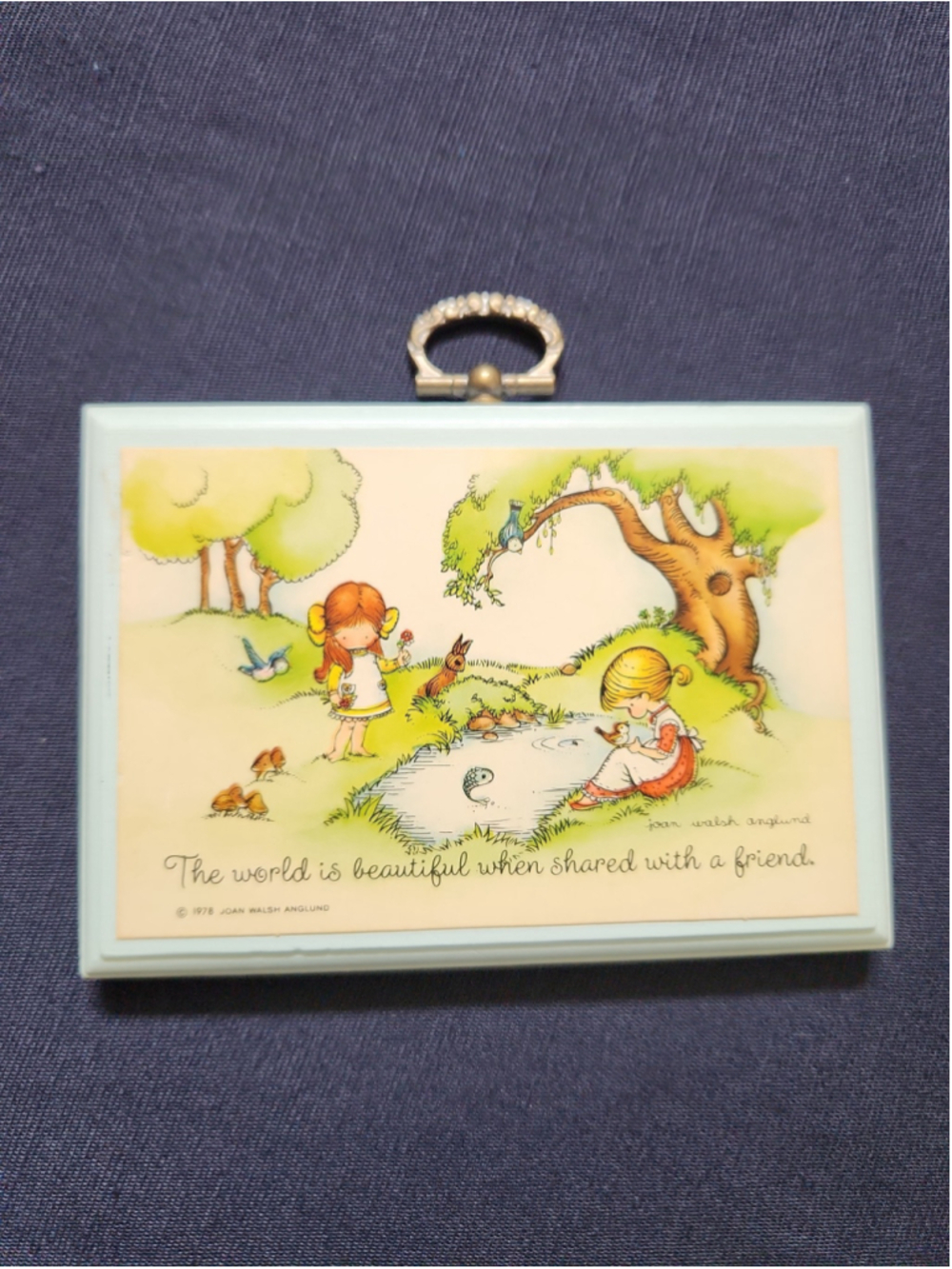 Vintage 1978 Hallmark Wood Wall Plaque – Joan Walsh Anglund "Friendship" Art
